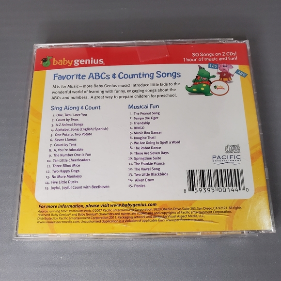 Baby Genius Favorite ABCs & Counting Songs 2 CDS 30 Songs - Picture 2 of 2